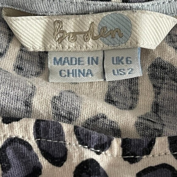 Boden Leopard Print Tshirt 2 Lyocell 3/4 Sleeve Tee Neutral Animal Print - Picture 14 of 14